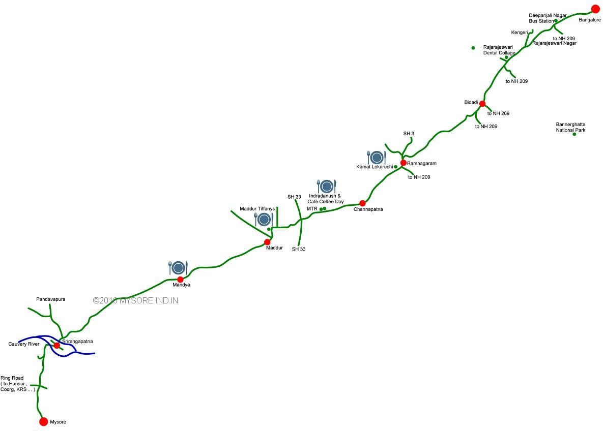 mappa da Bangalore a Mysore