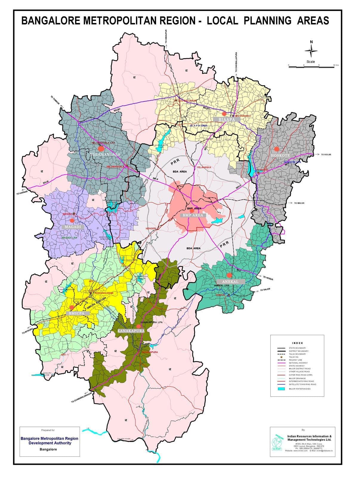 Bangalore la mappa con le aree
