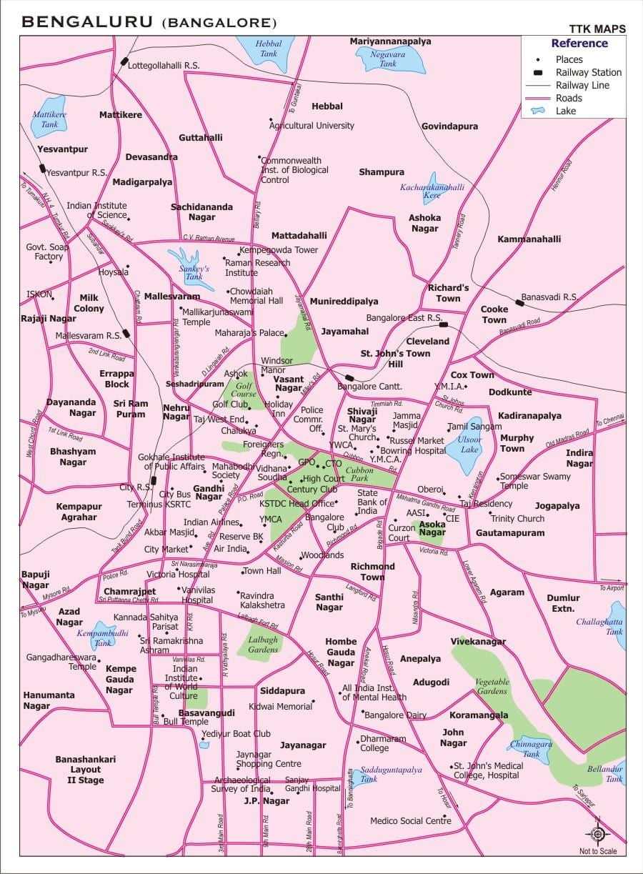 Bangalore su una mappa