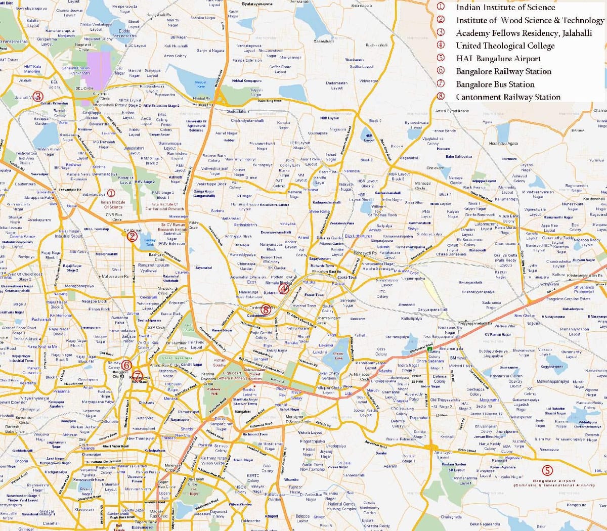 mappa del percorso Bangalore