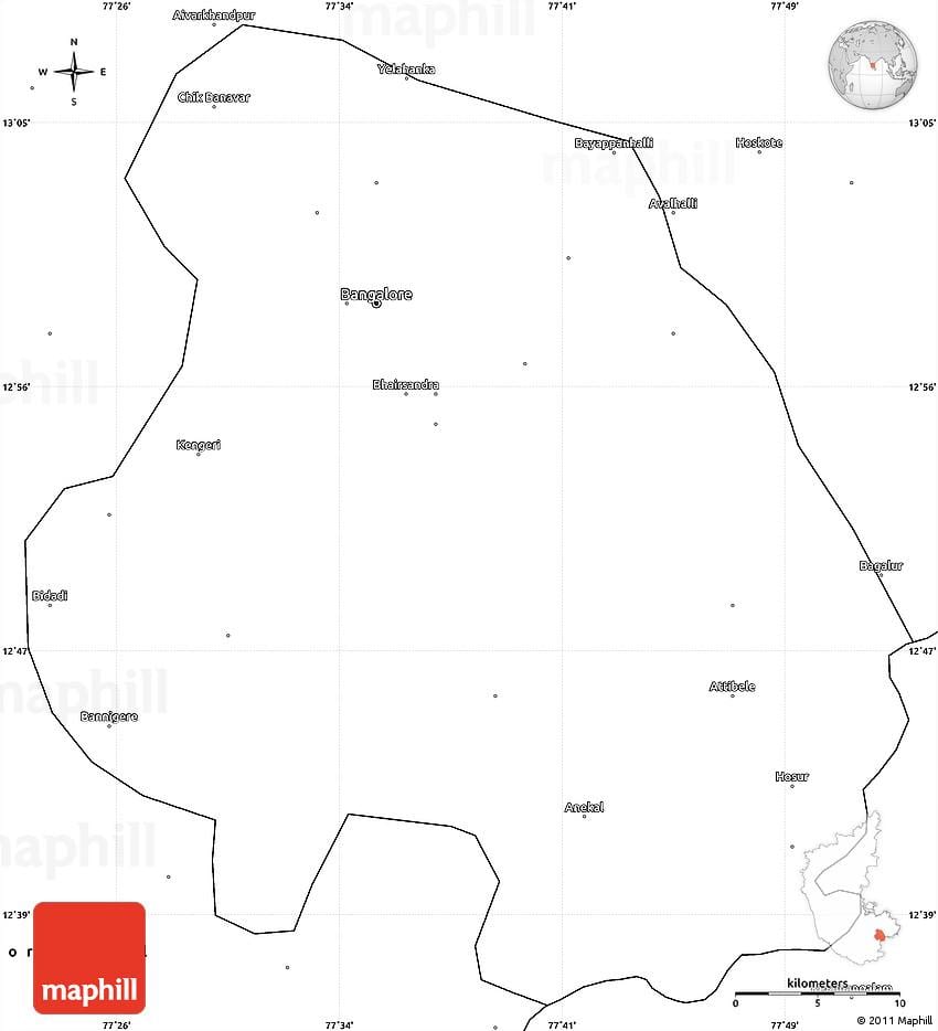 Bangalore contorno mappa