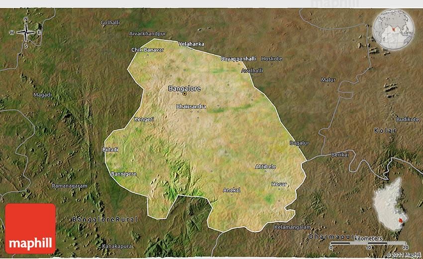 mappa satellitare di Bangalore