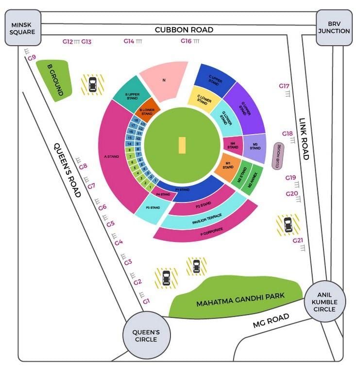 Bangalore stadio di cricket mappa