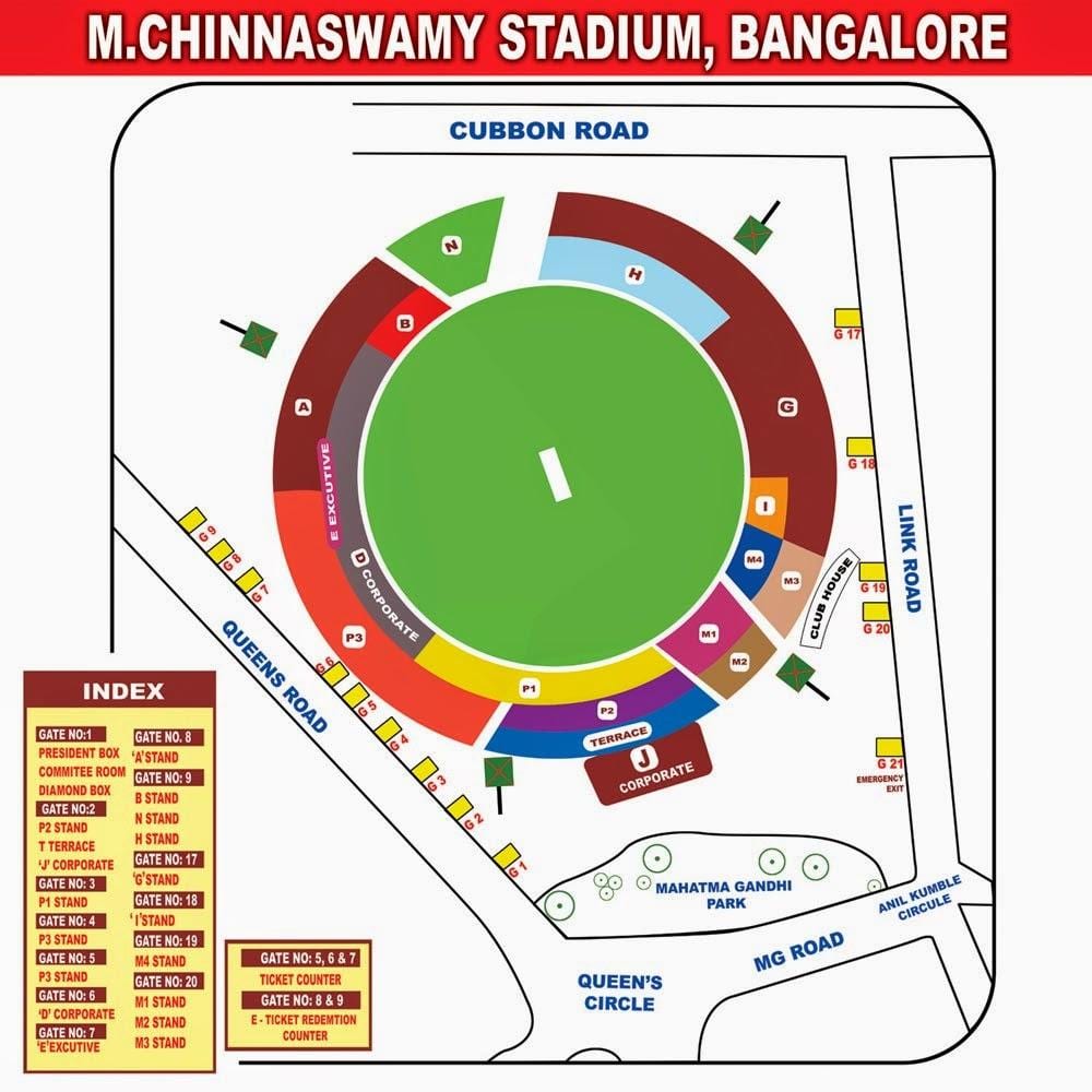Chinnaswamy stadium seating mappa